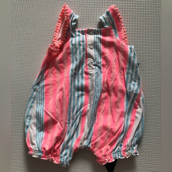 Carter’s|Baby girl pink neon striped bubble romper, sleeveless•••Cute summer fit - Picture 3 of 5
